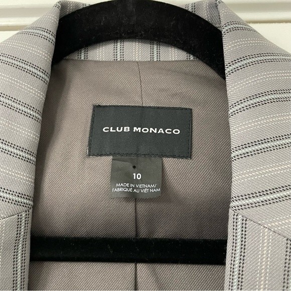 Club Monaco Women's Borrem Blazer Wool Blend Suit Jacket Size 10 Grey Blue - Picture 3 of 15